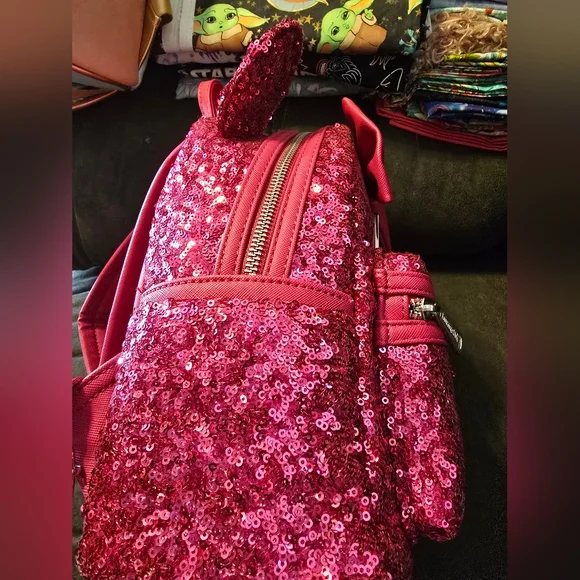Loungefly Pink Sequin Backpack - Picture 3 of 5